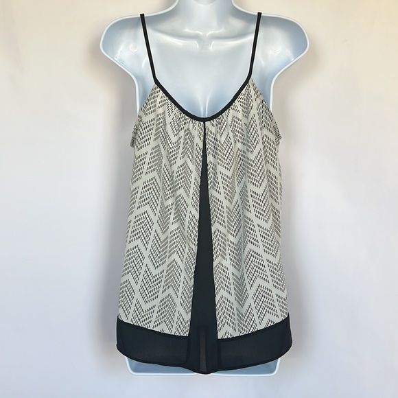 Charming Charlie Medium Cream/Black Spaghetti Strap Sheer Blouse - Picture 2 of 12